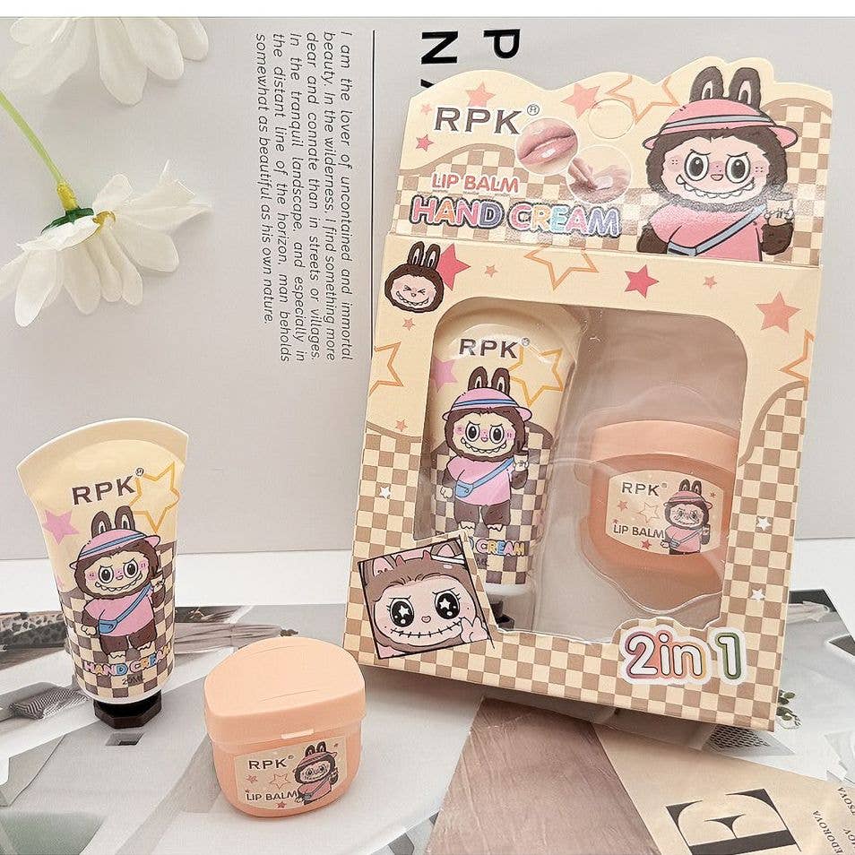 Labubu Funny Character 2 in 1 Lip Balm & Hand Cream Set