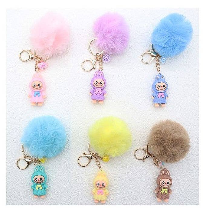 Labubu Funny Pompom Handbag Charm Key Chain