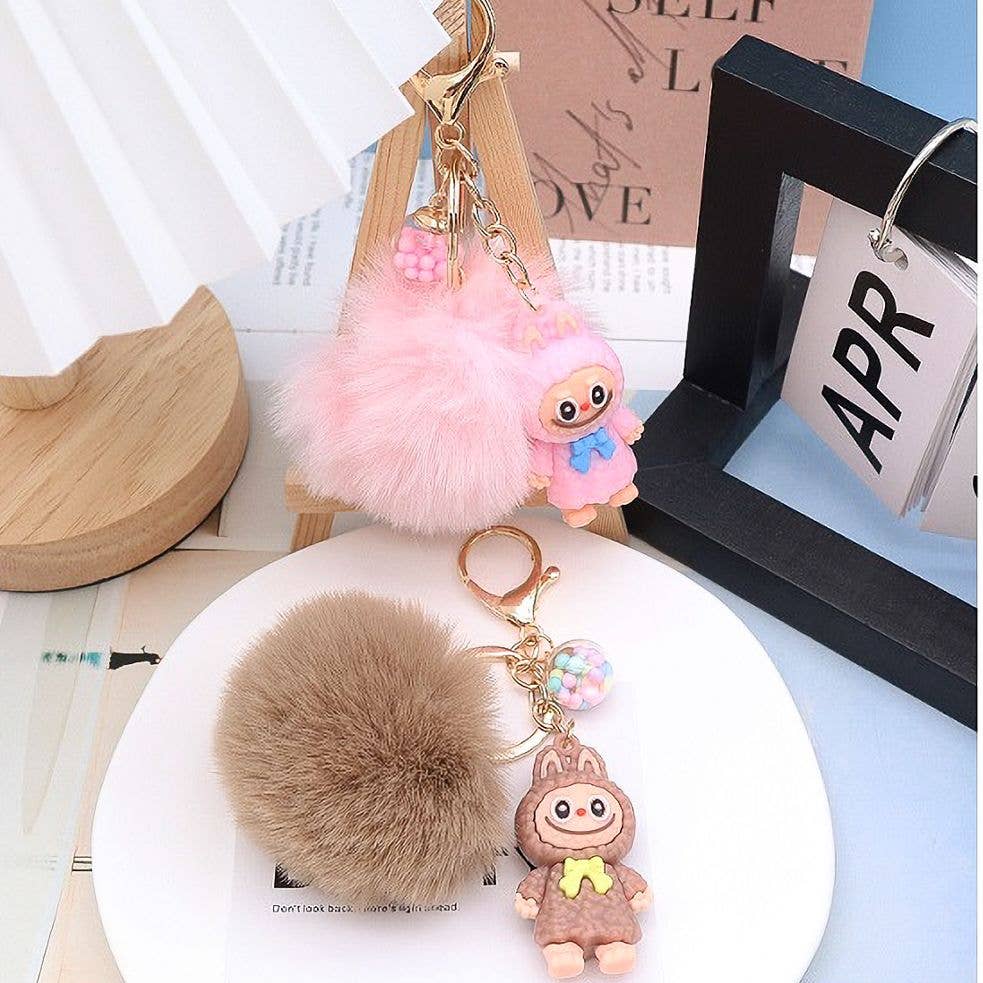 Labubu Funny Pompom Handbag Charm Key Chain